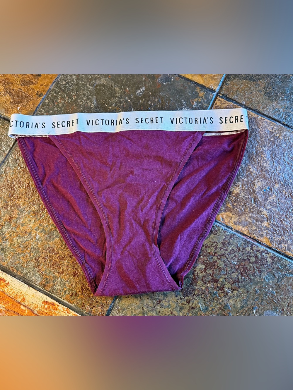 PINK Victoria's Secret Maroon Cotton Hipster with Branded Waistband